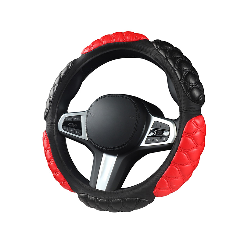 Cubierta para volante de carreras de coches, bicolor, rojo y negro, serie deportiva de lujo